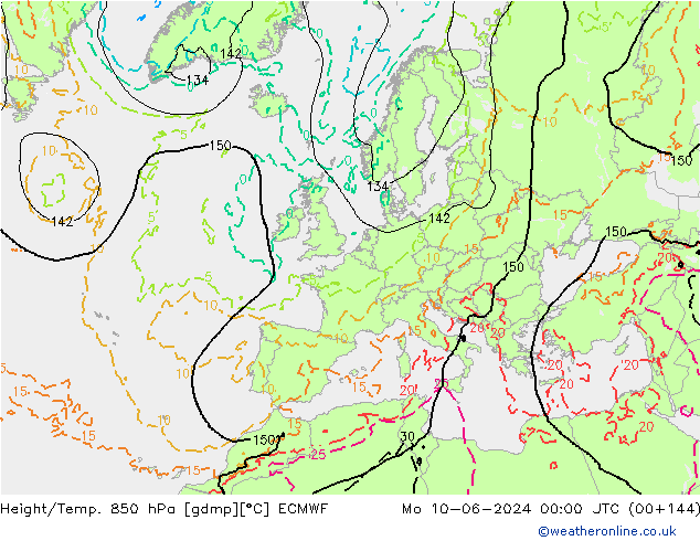 Hoogte/Temp. 850 hPa ECMWF ma 10.06.2024 00 UTC