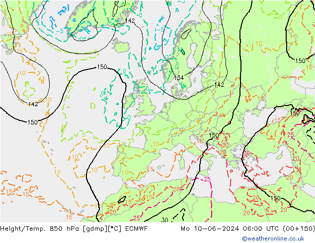 Z500/Rain (+SLP)/Z850 ECMWF pon. 10.06.2024 06 UTC