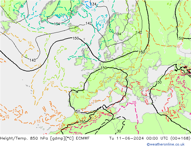 Z500/Rain (+SLP)/Z850 ECMWF вт 11.06.2024 00 UTC