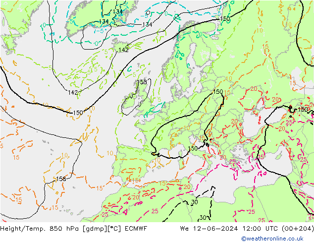 Z500/Rain (+SLP)/Z850 ECMWF ср 12.06.2024 12 UTC