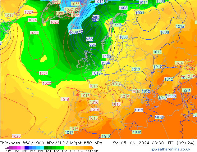 850-1000 hPa Kalınlığı ECMWF Çar 05.06.2024 00 UTC