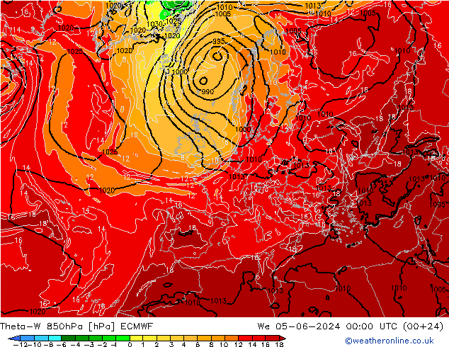 Theta-W 850hPa ECMWF St 05.06.2024 00 UTC