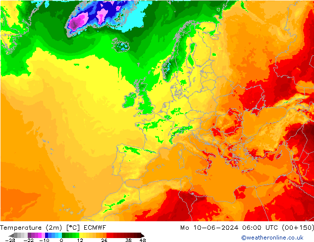 température (2m) ECMWF lun 10.06.2024 06 UTC