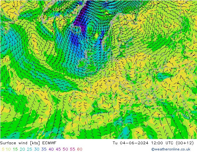 Wind 10 m ECMWF di 04.06.2024 12 UTC