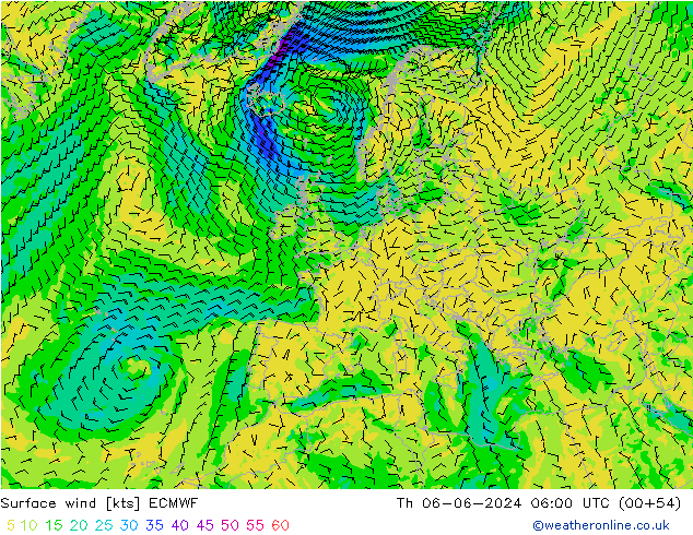 Bodenwind ECMWF Do 06.06.2024 06 UTC