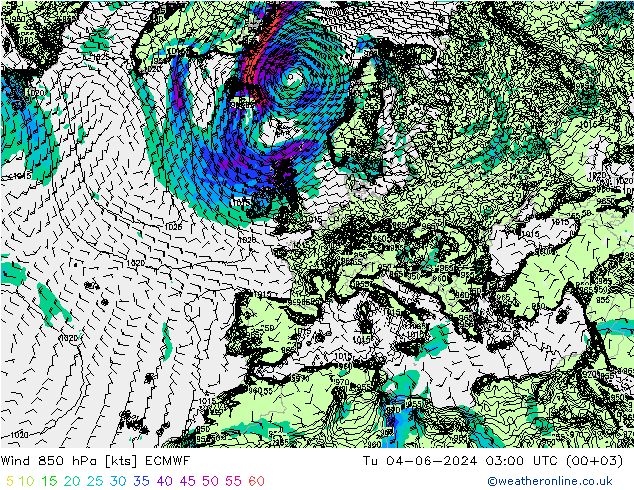 Wind 850 hPa ECMWF di 04.06.2024 03 UTC