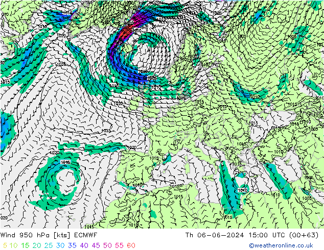 Wind 950 hPa ECMWF do 06.06.2024 15 UTC