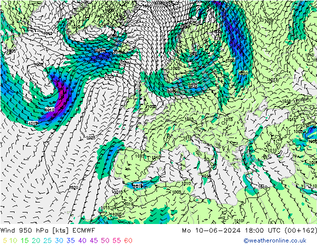 Wind 950 hPa ECMWF Mo 10.06.2024 18 UTC