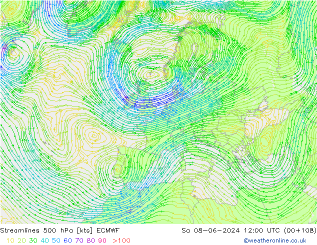 Rüzgar 500 hPa ECMWF Cts 08.06.2024 12 UTC