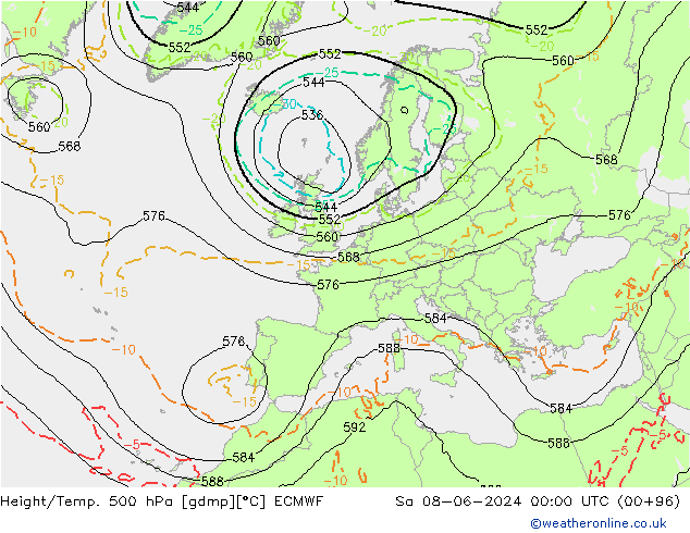 Yükseklik/Sıc. 500 hPa ECMWF Cts 08.06.2024 00 UTC