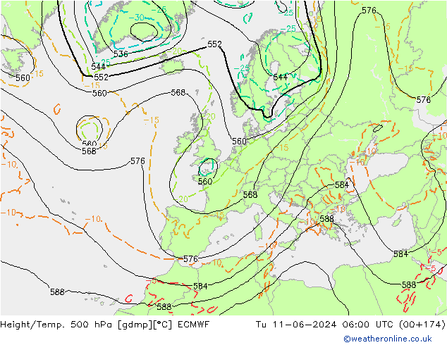 Height/Temp. 500 hPa ECMWF  11.06.2024 06 UTC