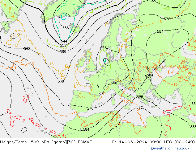 Z500/Regen(+SLP)/Z850 ECMWF vr 14.06.2024 00 UTC