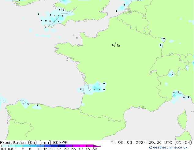 Z500/Rain (+SLP)/Z850 ECMWF gio 06.06.2024 06 UTC