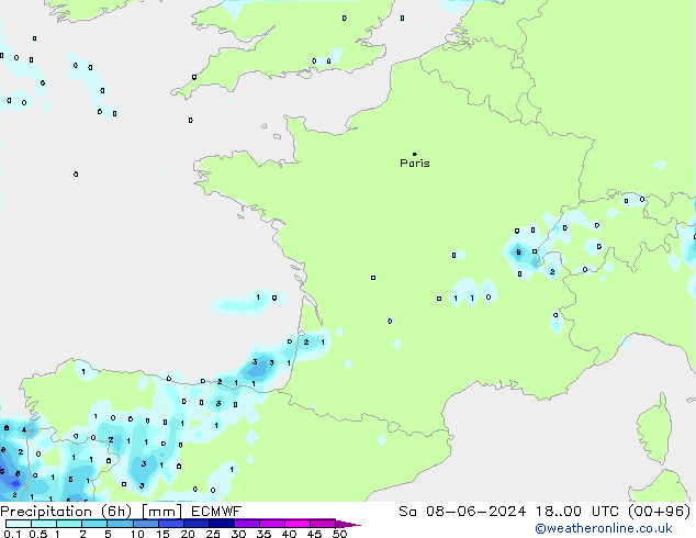 Z500/Rain (+SLP)/Z850 ECMWF sab 08.06.2024 00 UTC