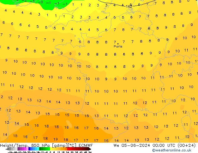 Z500/Rain (+SLP)/Z850 ECMWF We 05.06.2024 00 UTC