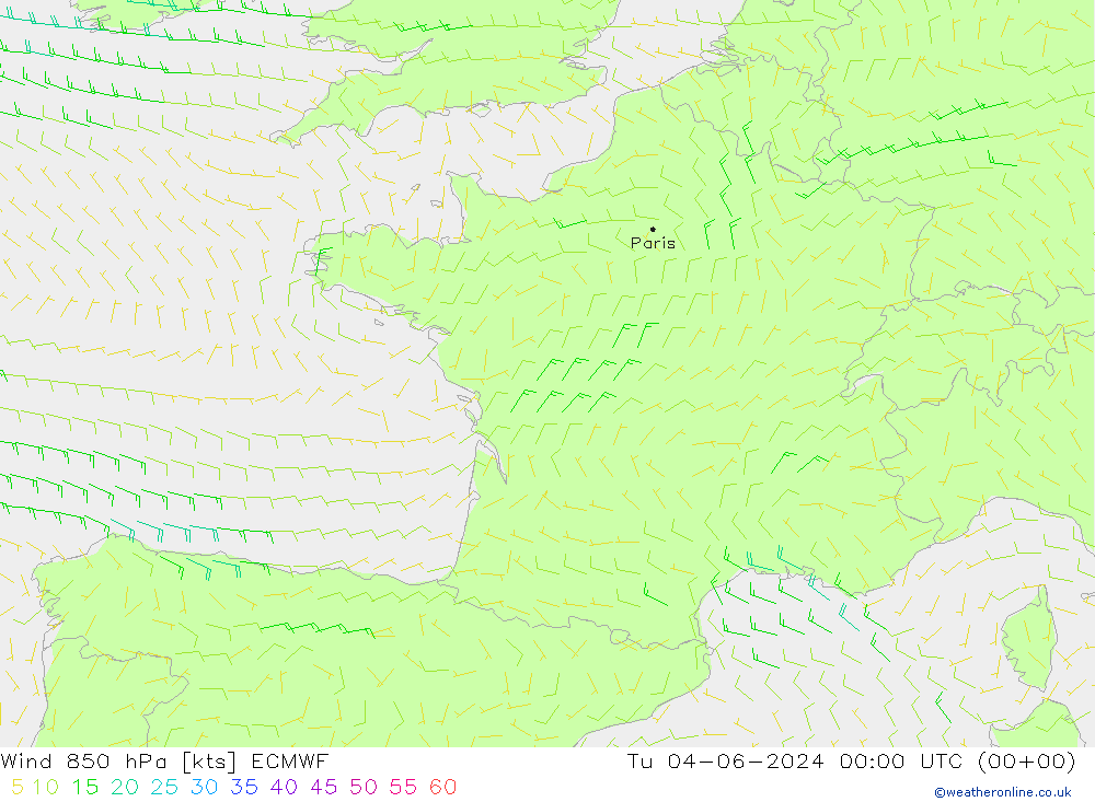 Rüzgar 850 hPa ECMWF Sa 04.06.2024 00 UTC