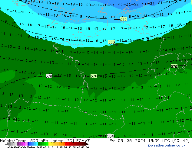 Z500/Rain (+SLP)/Z850 ECMWF We 05.06.2024 18 UTC