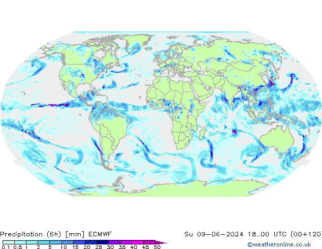 Z500/Rain (+SLP)/Z850 ECMWF So 09.06.2024 00 UTC