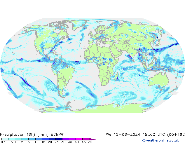 Precipitation (6h) ECMWF St 12.06.2024 00 UTC