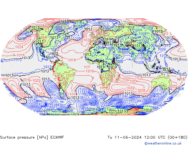 pressão do solo ECMWF Ter 11.06.2024 12 UTC