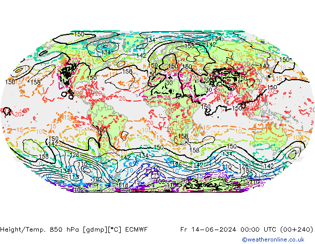 Géop./Temp. 850 hPa ECMWF ven 14.06.2024 00 UTC