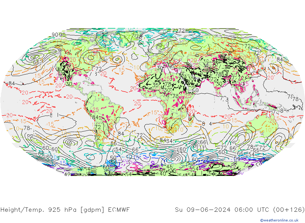 Height/Temp. 925 hPa ECMWF So 09.06.2024 06 UTC