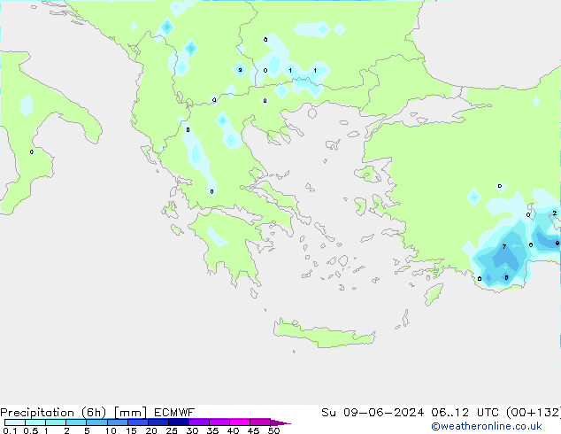 Precipitação (6h) ECMWF Dom 09.06.2024 12 UTC