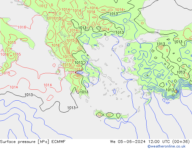 Surface pressure ECMWF We 05.06.2024 12 UTC