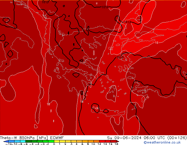 Theta-W 850hPa ECMWF zo 09.06.2024 06 UTC