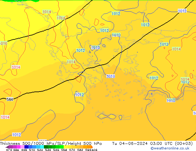 Thck 500-1000hPa ECMWF Tu 04.06.2024 03 UTC