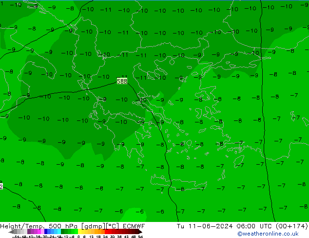 Hoogte/Temp. 500 hPa ECMWF di 11.06.2024 06 UTC