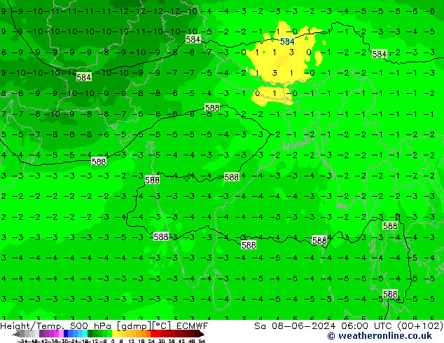 Z500/Regen(+SLP)/Z850 ECMWF za 08.06.2024 06 UTC