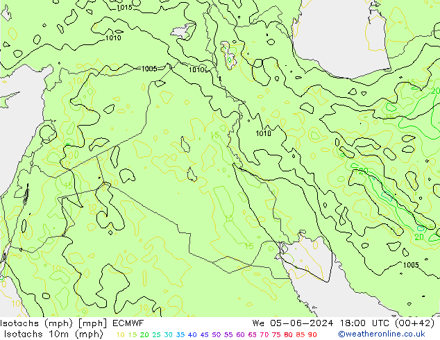 Isotachs (mph) ECMWF We 05.06.2024 18 UTC