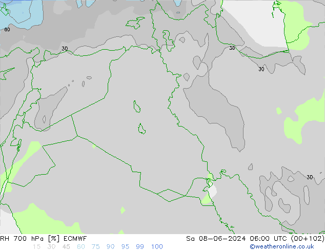 RH 700 hPa ECMWF Sa 08.06.2024 06 UTC