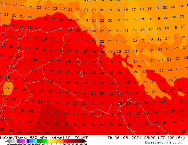 Z500/Rain (+SLP)/Z850 ECMWF Qui 06.06.2024 06 UTC