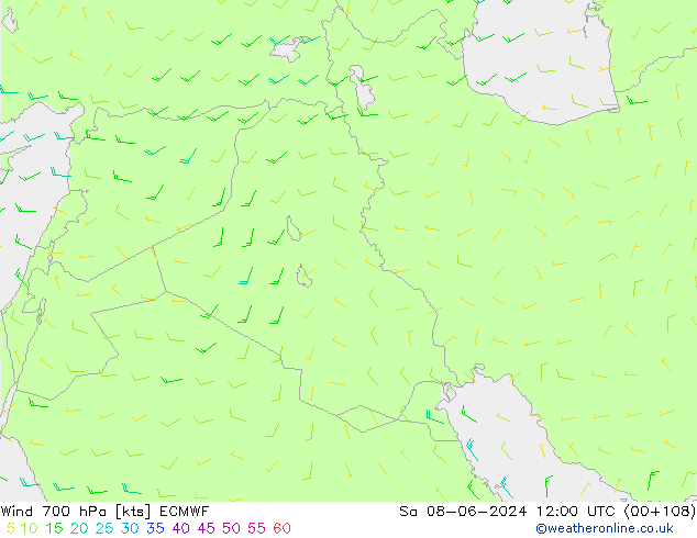 Vent 700 hPa ECMWF sam 08.06.2024 12 UTC