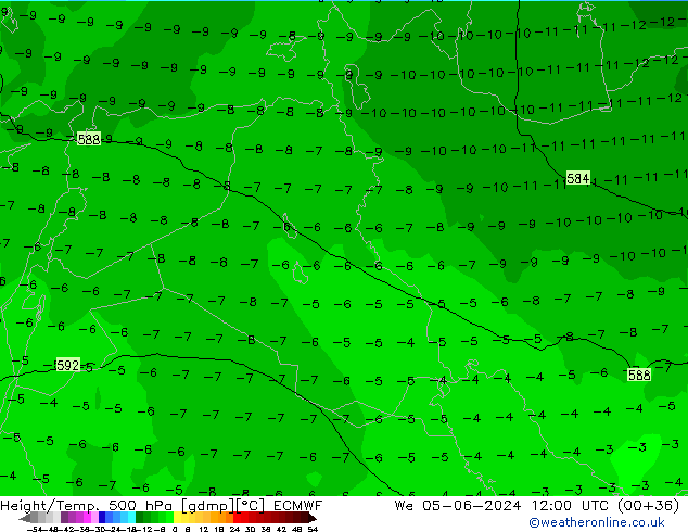 Height/Temp. 500 hPa ECMWF We 05.06.2024 12 UTC