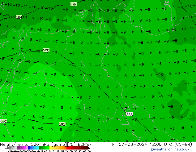 Z500/Rain (+SLP)/Z850 ECMWF Fr 07.06.2024 12 UTC