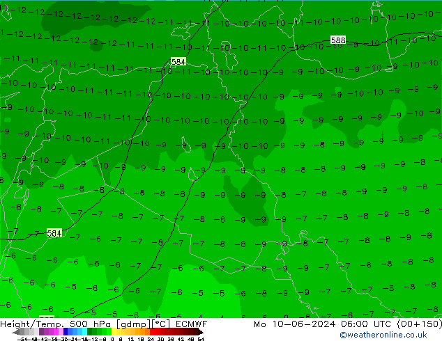 Z500/Rain (+SLP)/Z850 ECMWF Mo 10.06.2024 06 UTC