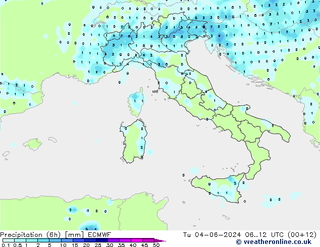 Z500/Rain (+SLP)/Z850 ECMWF Út 04.06.2024 12 UTC