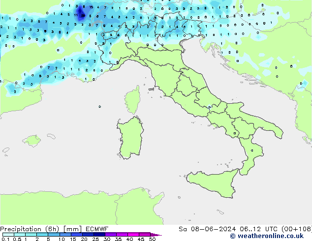 Z500/Rain (+SLP)/Z850 ECMWF Sa 08.06.2024 12 UTC