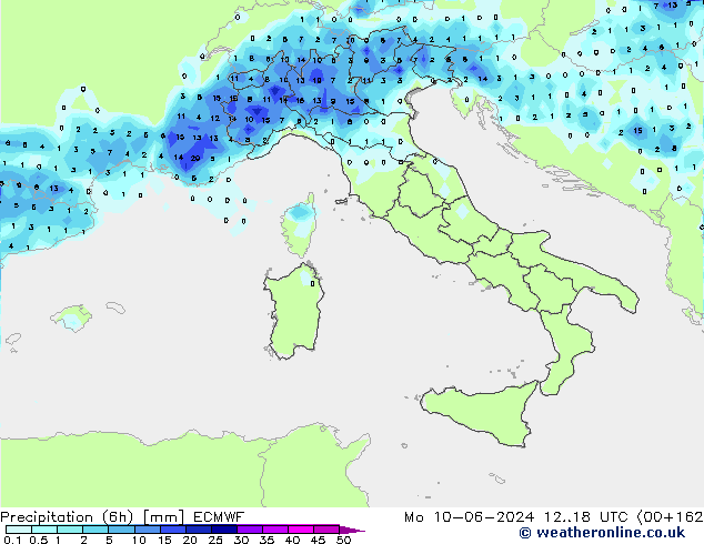 Z500/Rain (+SLP)/Z850 ECMWF lun 10.06.2024 18 UTC