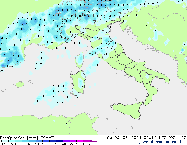 Precipitation ECMWF Su 09.06.2024 12 UTC