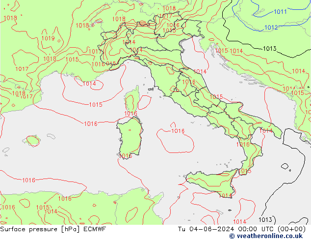 pression de l'air ECMWF mar 04.06.2024 00 UTC