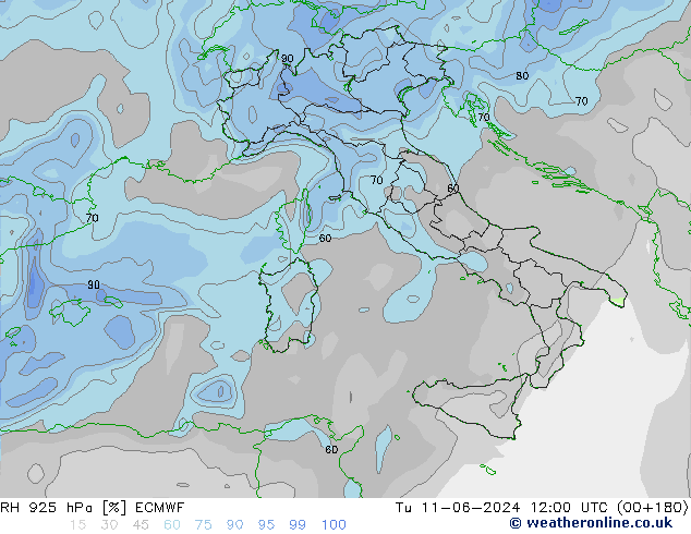 RV 925 hPa ECMWF di 11.06.2024 12 UTC