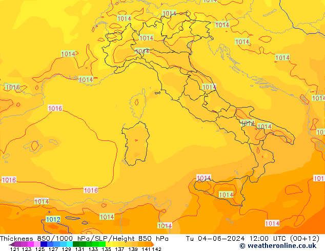 850-1000 hPa Kalınlığı ECMWF Sa 04.06.2024 12 UTC