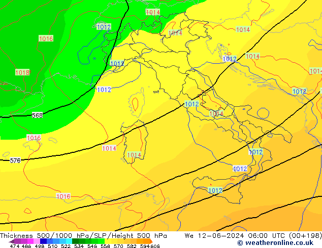 500-1000 hPa Kalınlığı ECMWF Çar 12.06.2024 06 UTC