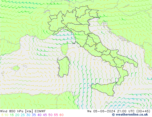 Wind 850 hPa ECMWF We 05.06.2024 21 UTC