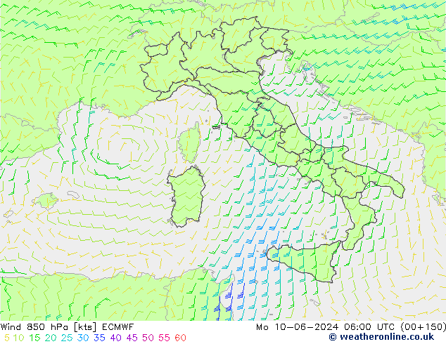 Wind 850 hPa ECMWF Mo 10.06.2024 06 UTC