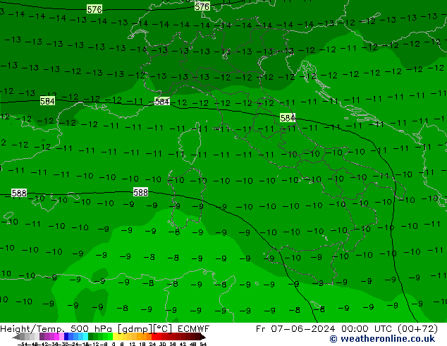 Height/Temp. 500 hPa ECMWF  07.06.2024 00 UTC